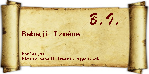 Babaji Izméne névjegykártya